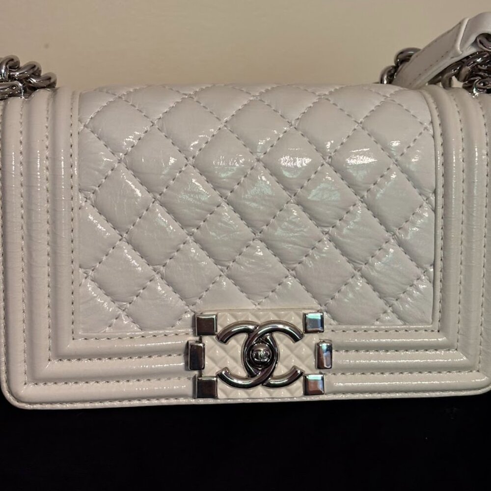 CHANEL White Mini Boy Flap Silver Hardware with Dust Bag - Picture 7 of 16